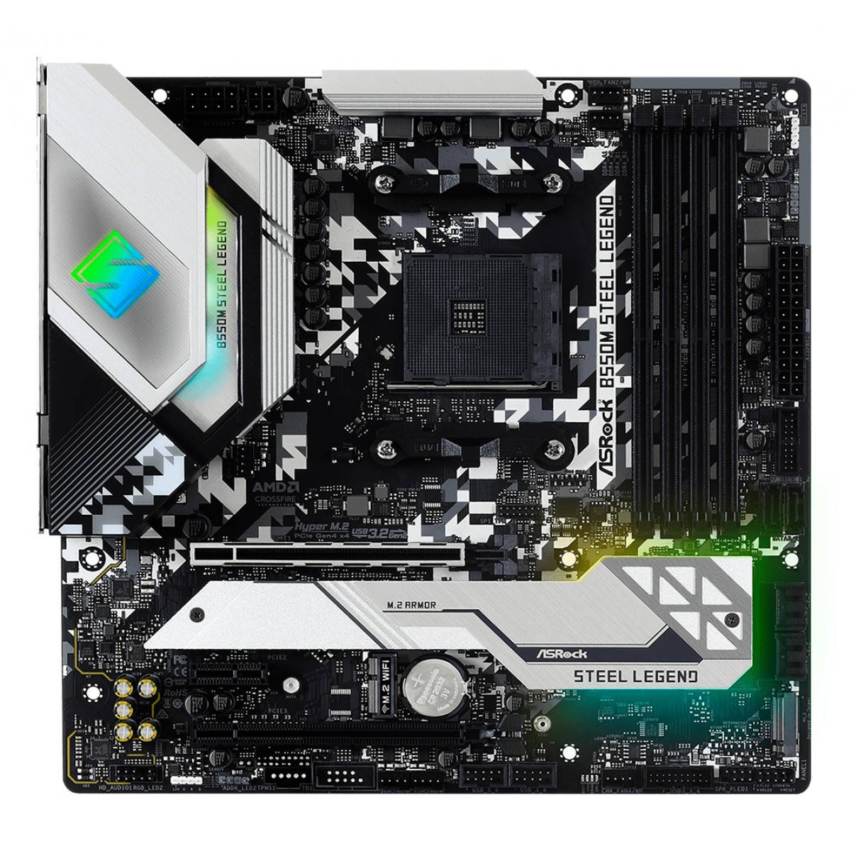 Imagem da oferta Placa Mãe ASRock B550M Steel Legend, Chipset B550, AMD AM4, MATX, DDR4