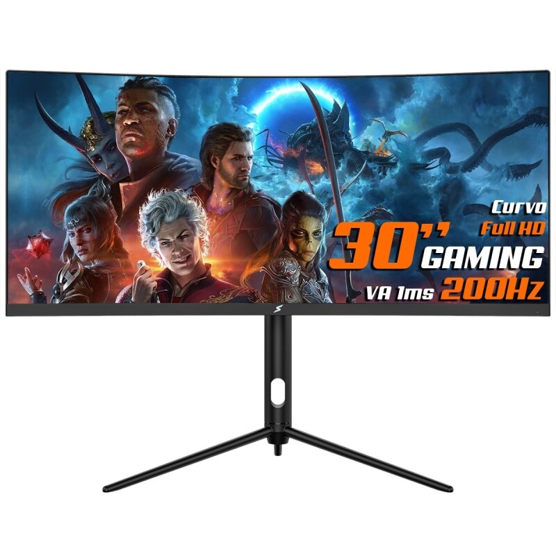 Imagem Monitor Gamer SuperFrame Elegance Series Black 30 pol Curvo UltraWide Full HD VA 1ms 200Hz FreeSync HDMI/DP SFEF-3015-B