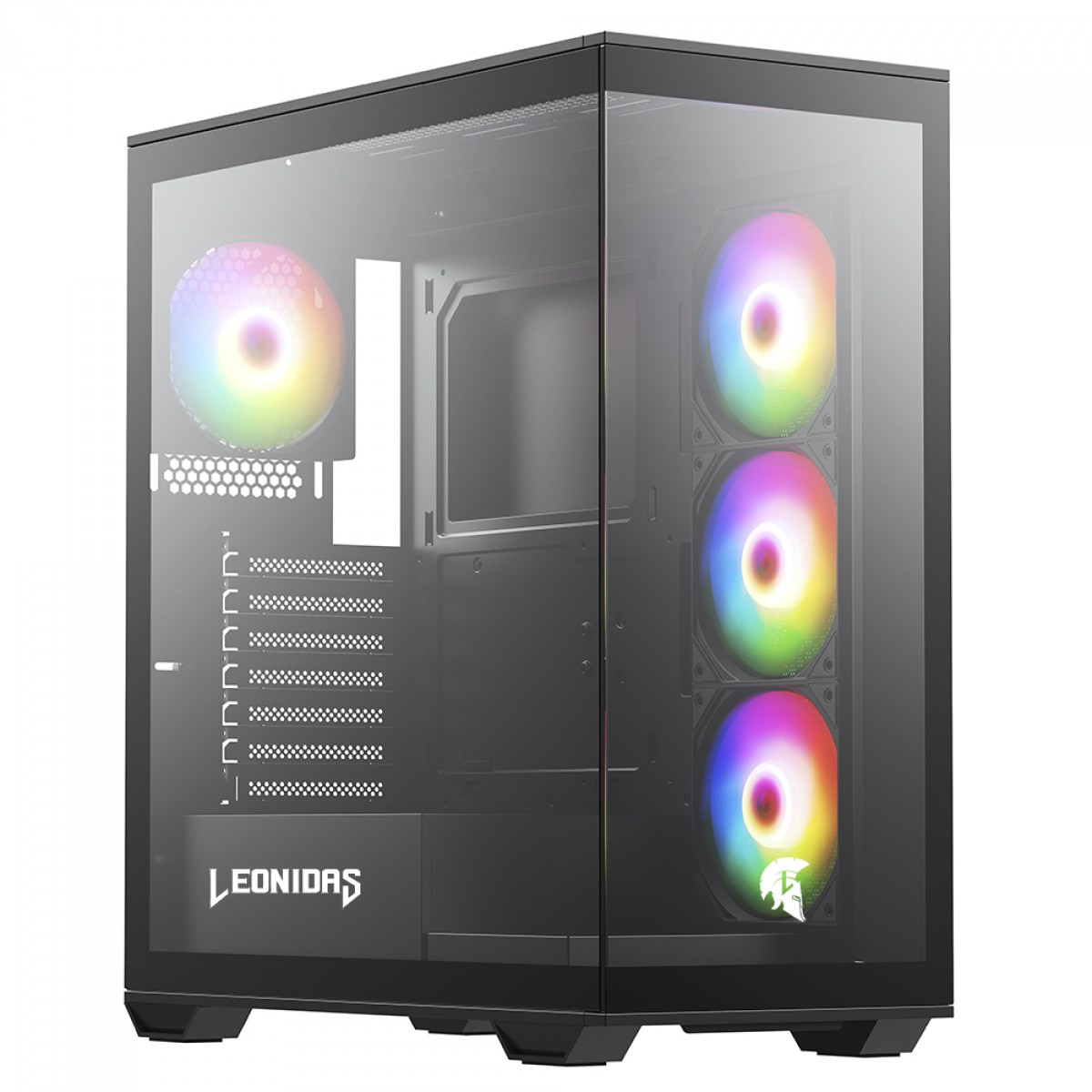 Imagem da oferta Gabinete Gamer Leonidas Magnus, Black, Mid Tower, Vidro Temperado, ATX, Sem Fonte, Sem Fan