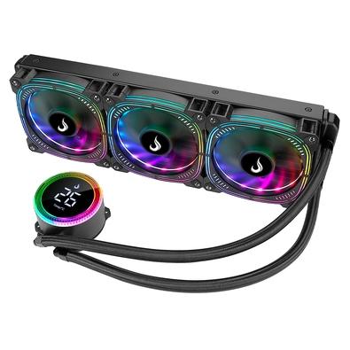 Imagem Water Cooler Rise Mode Aura Ice Black ARGB, 360mm, AMD/Intel, Preto