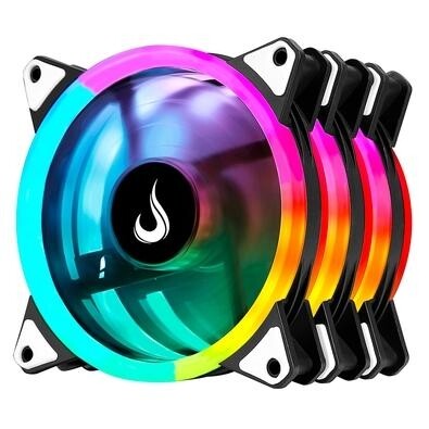 Imagem Kit Com 3 Ventoinhas Rise Mode Energy 120mm ARGB Preto - FN-02-RGB-5V