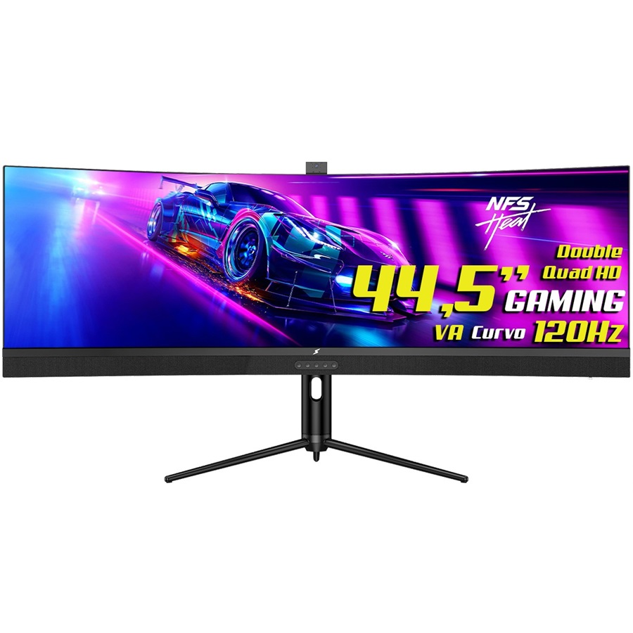 Imagem da oferta Monitor Gamer SuperFrame Enterprise 44,5 Pol Curvo UltraWide Double Quad HD VA HDR FreeSync 120Hz Com Webcam S