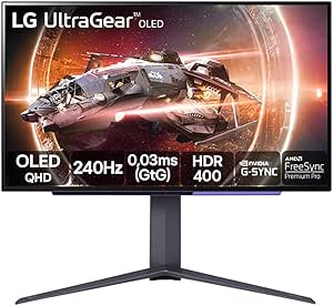 Imagem Monitor Gamer LG UltraGear OLED 27” QHD 240Hz, 0,03ms - 27GS95QE-B