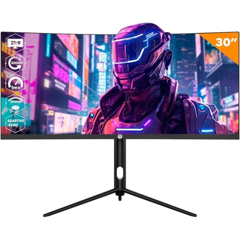 Imagem Monitor Gamer Curvo 30'' Ultrawide 200hz 1ms 2560x1080 Haiz Inteligente Adaptative Sync HDMI/DP HZ-30