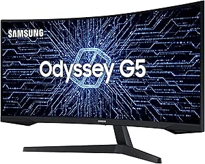 Imagem Monitor Gamer Curvo Samsung Odyssey 34’’, Ultra WQHD, 165Hz, 1ms, tela ultrawide, HDMI, Display Port, Freesync Premium, preto, série G5