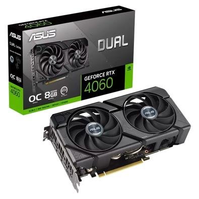 Imagem Placa de vídeo RTX 4060 ASUS Dual 8G EVO OC NVIDIA GeForce, 8GB GDDR6, G-SYNC, Ray Tracing 