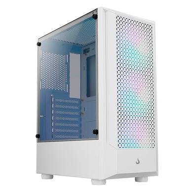 Imagem da oferta Gabinete Gamer Rise Mode Wave White, Mid Tower, Lateral em Vidro Fumê, ARGB, ATX, 3 Cooler Fan ARGB, Branco