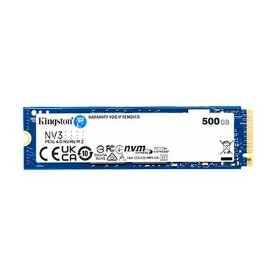 Imagem SSD Kingston NV3, 500 GB, M.2 2280, PCIe 4.0 x4, NVMe, Leitura: 5000 MB/s, Gravação: 3000 MB/s, Azul