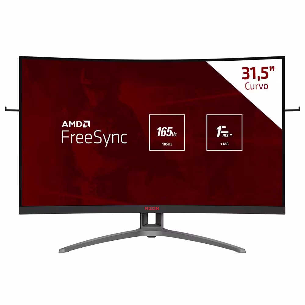 Imagem Monitor Gamer Curvo 31,5" AOC Agon AG323FCXE Tela Widescreen, Full HD,165Hz, 1ms e AMD FreeSync Premium - Preto