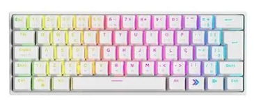 Imagem da oferta Teclado Mecânico Gamer KBM! GAMING TG600, Branco, 60% e ABNT2, RGB, Switch Gateron Blue