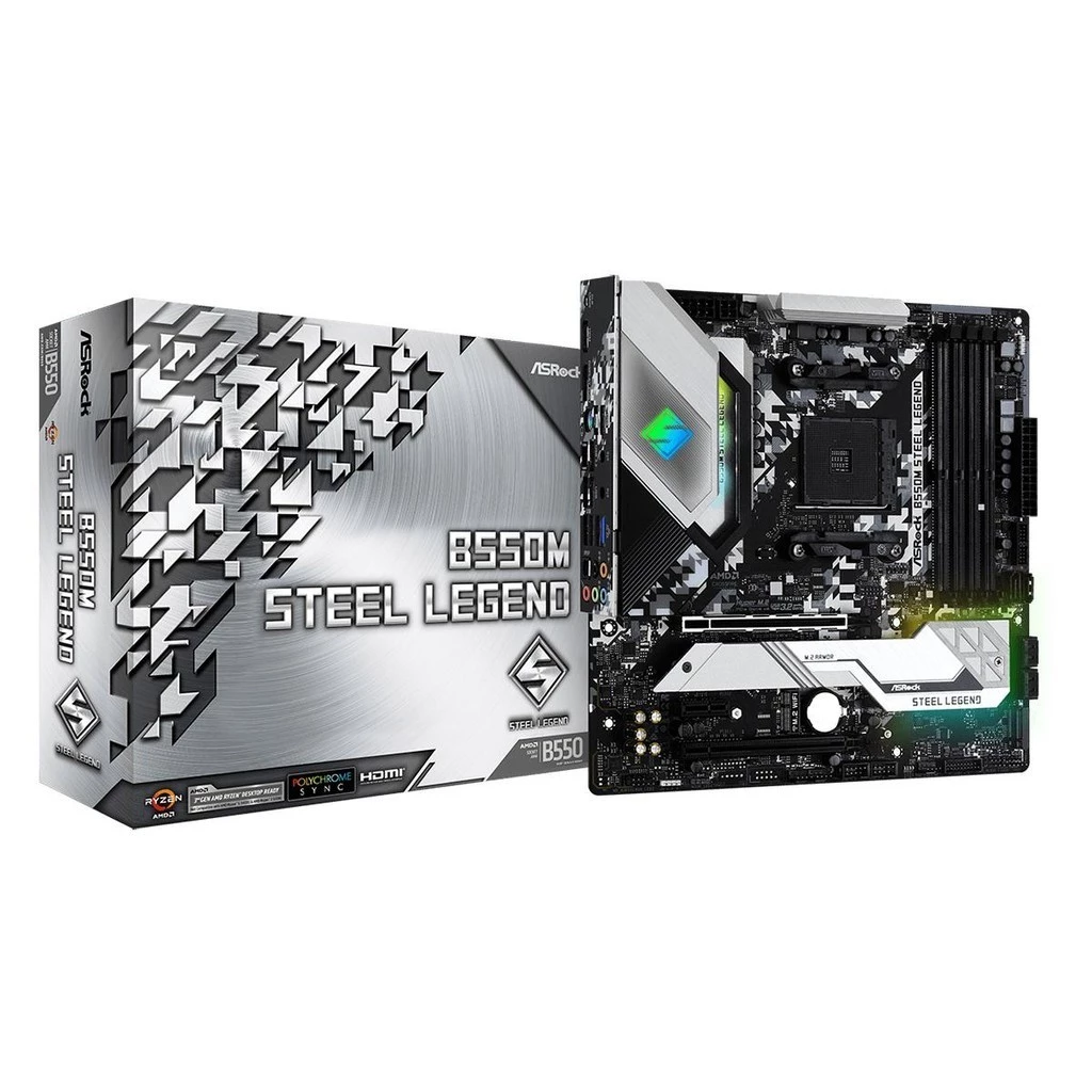 Imagem da oferta Placa Mãe ASRock B550M Steel Legend, Chipset B550, AMD AM4, MATX, DDR4