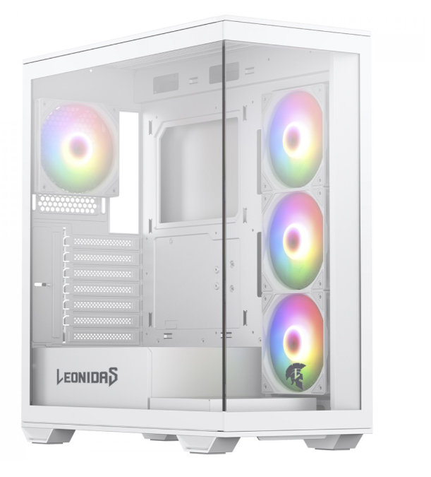 Imagem da oferta Gabinete Gamer Leonidas Magnus, White, Mid Tower, Vidro Temperado, ATX, Sem Fonte, Sem Fan