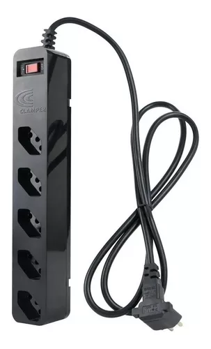 Imagem Filtro de Linha Clamper Energia 5 Tomadas DPS Protetor Elétrico - Preto 