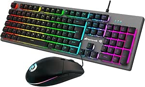 Imagem da oferta Kit Teclado + Mouse Gamer 6400 DPI Ranger RGB Rainbow Grafite Fortrek