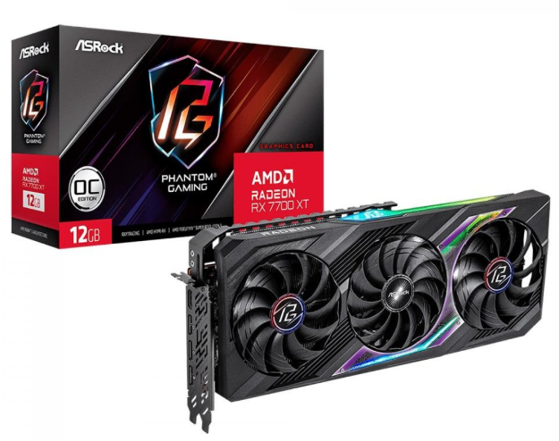 Imagem da oferta Placa de Vídeo ASRock AMD Radeon RX 7700 XT Phantom Gaming OC, 12GB, GDDR6, FSR, Ray Tracing, 90-GA4LZZ-00UANF