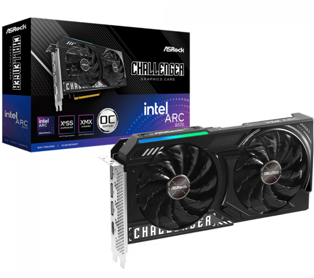 Imagem da oferta Placa De Vídeo ASRock Intel Arc B570 Challenger OC, 10GB, GDDR6, XeSS, Ray Tracing, B570 CL 10GO