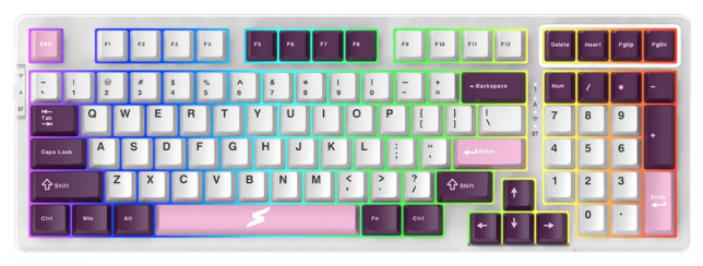 Imagem da oferta Teclado Gamer Mecânico SuperFrame Fusion Pro - Branco/Roxo e Rosa