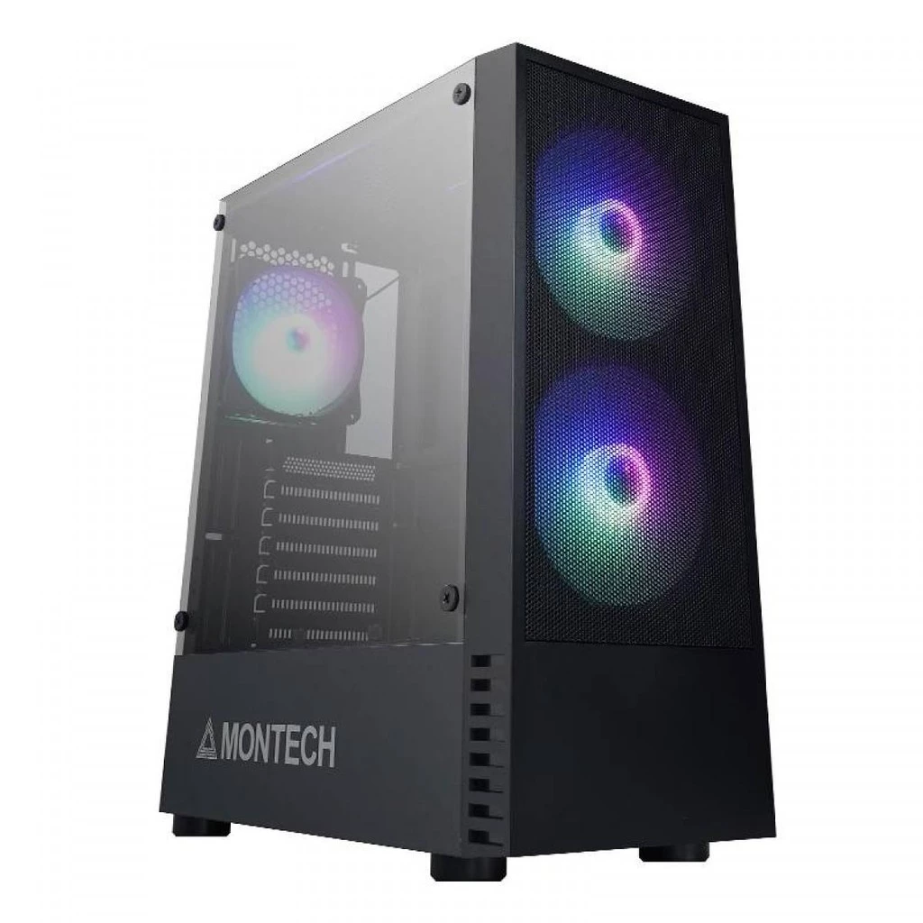 Imagem da oferta Gabinete Gamer Montech X2 MESH, Mid Tower, Vidro Temperado, Black, ATX, Sem Fonte, Com 3 Fans Rainbow