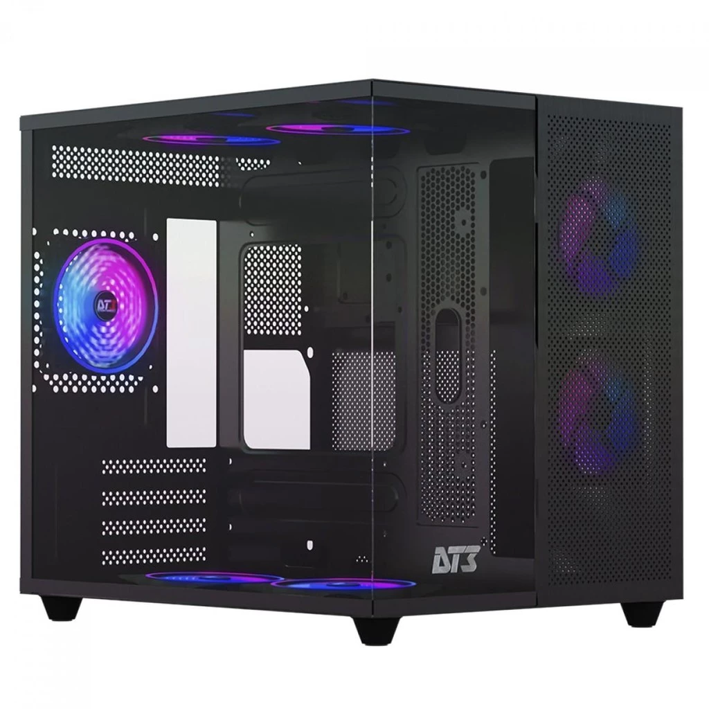 Imagem da oferta Gabinete Gamer DT3 Hyperflow, Mid Tower, Vidro Temperado, M-ATX, Black, Sem Fonte, Sem Fan