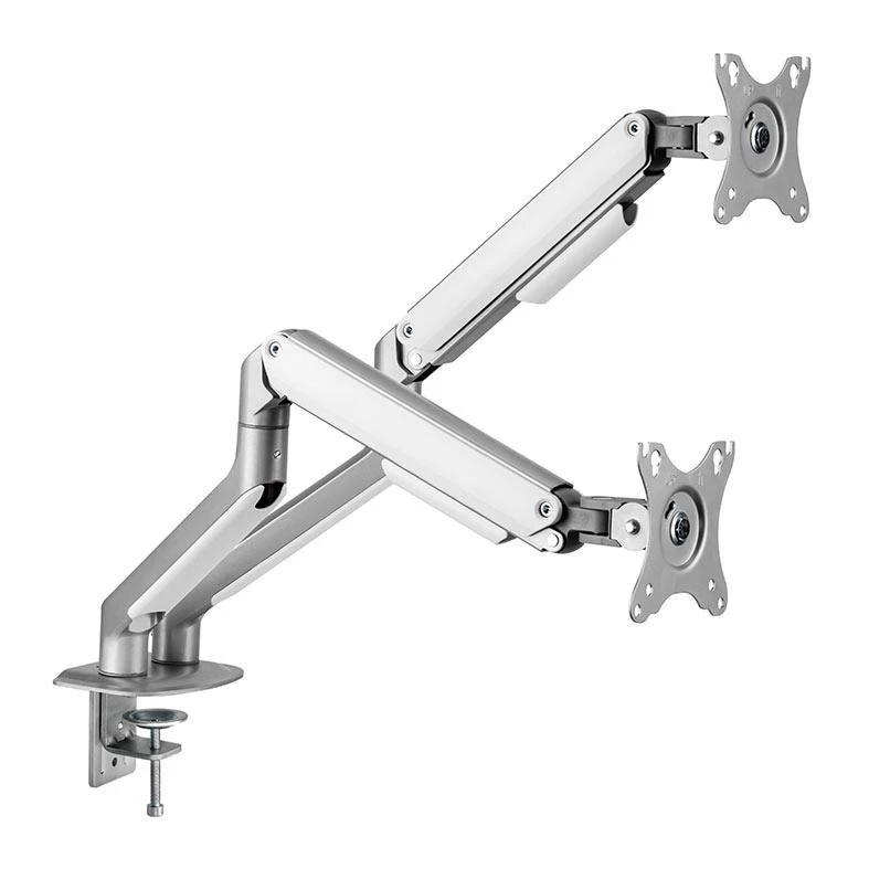 Imagem da oferta Suporte Articulado Para 2 Monitores Brateck LDT63 C024, 17 Pol. a 32 Pol., Prata, LDT63-C024