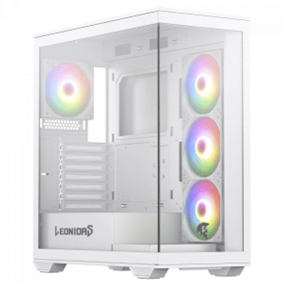 Imagem da oferta Gabinete Gamer Leonidas Magnus White Mid Tower Vidro Temperado ATX Sem Fonte Com 4 Fans