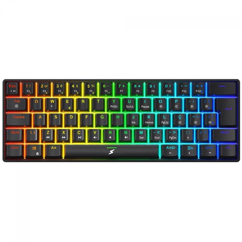 Imagem da oferta Teclado Mecânico Gamer SuperFrame Player, RGB, 60%, Switch Red, USB, ABNT2, Preto