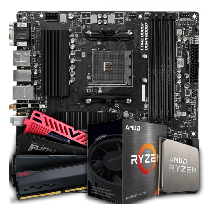 Imagem da oferta Kit Upgrade, AMD Ryzen 5 5600GT, Placa Mãe Chipset A520, 16GB (2X8GB) DDR4