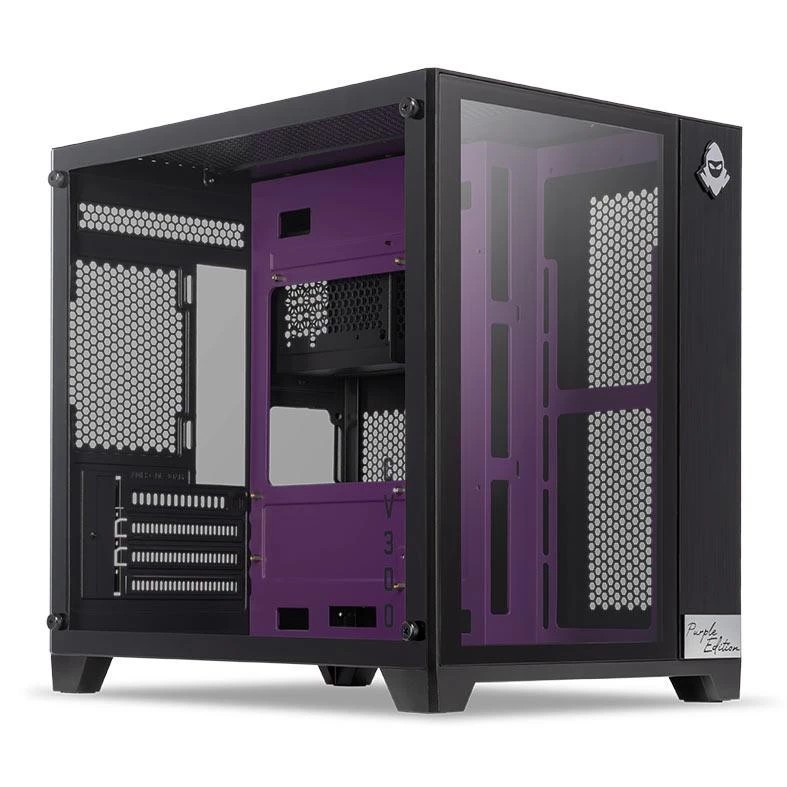 Imagem da oferta Gabinete Gamer Mancer CV300 Purple Edition, Mid-Tower, Lateral de Vidro, Preto e Roxo