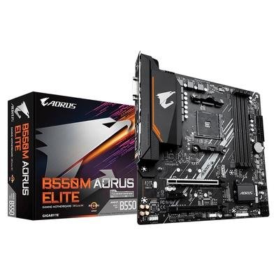 Imagem Placa-Mãe Gigabyte B550M Aorus Elite Rev. 1.3, AMD AM4, Micro ATX, DDR4, Preto