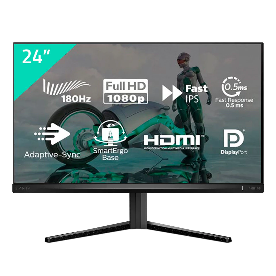 Imagem Monitor Gamer Philips 24" EVNIA Full HD 180Hz 0,5ms IPS 24M2N3200L 
