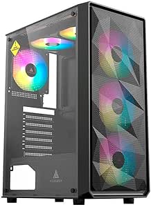 Imagem Gabinete Gamer Acegeek Diamond R339 Mid-Tower com Lateral de Vidro, 3 Fans RGB - Preto