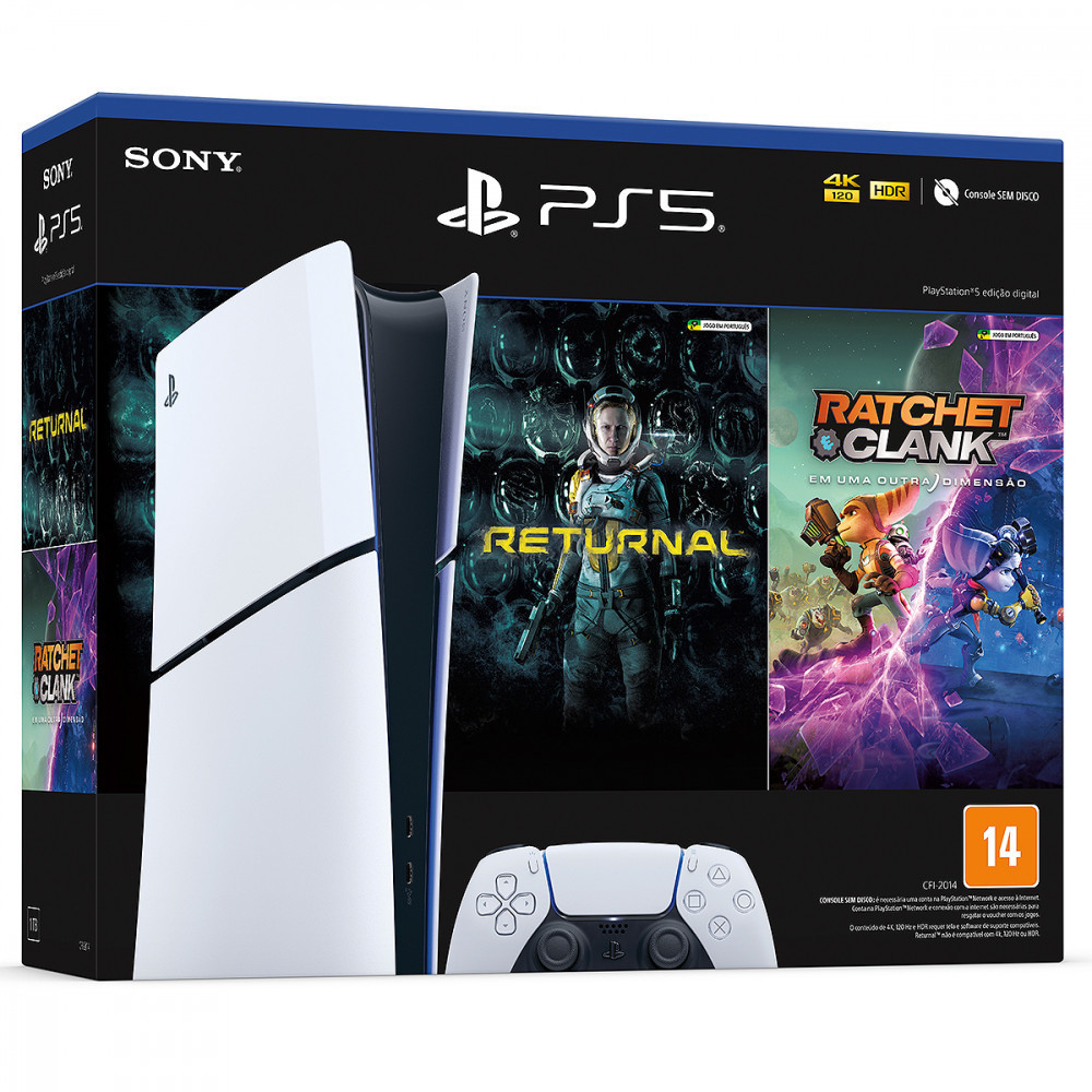 Imagem Console PlayStation 5 Slim Edição Digital + 2 Jogos (Returnal e Ratchet e Clank: Em Uma Outra Dimensão)