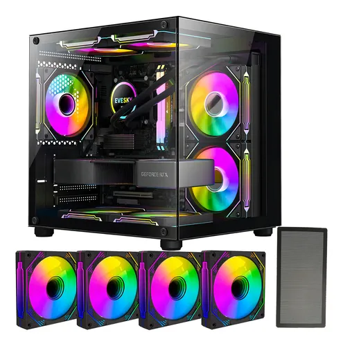 Imagem Gabinete Gamer Hayom Aquário Com 4 Cooler Fan Led RGB
