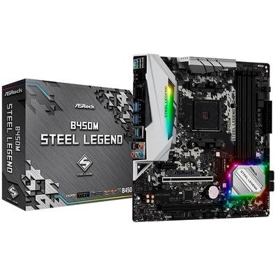 Imagem Placa-Mãe ASRock B450M Steel Legend, AMD AM4, mATX, DDR4, Preto - B450M Steel Legend