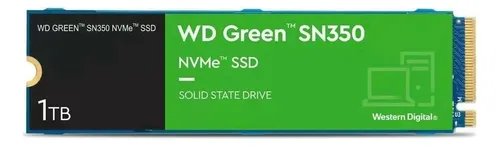 Imagem SSD M.2 2280 1TB Western Digital WD Green SN350 NVMe PCIe, Leitura até 3200MB/s, Gravação até 2500MB/s (WDS100T3G0C)