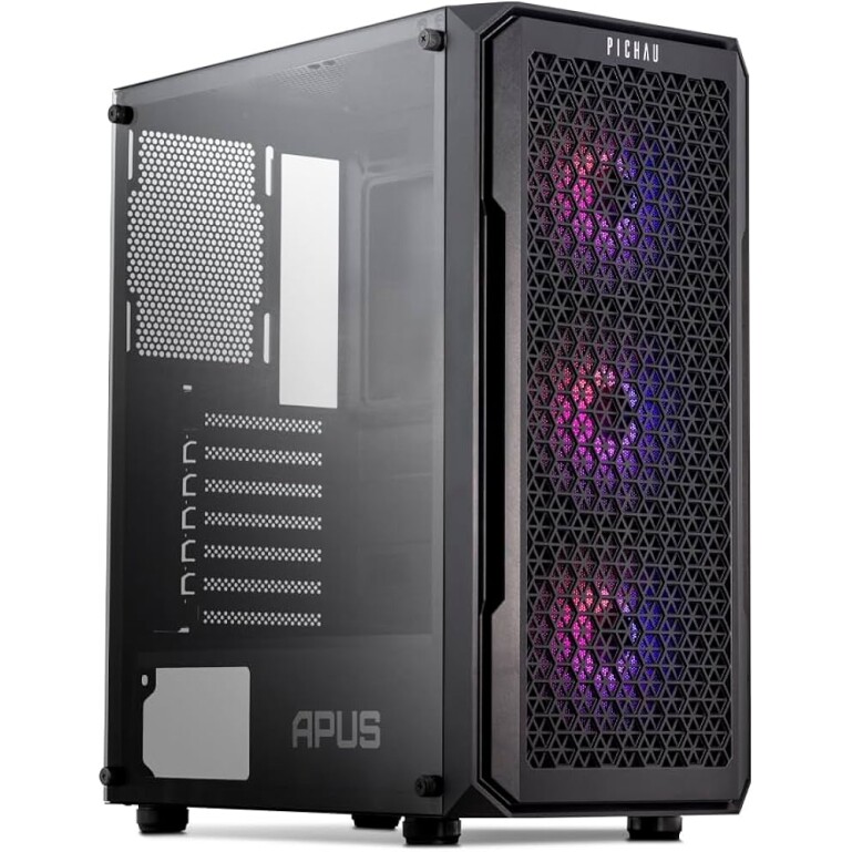 Imagem Gabinete Gamer Pichau Apus RGB | Mid-Tower Lateral de Vidro Temperado | Com 3 Fans | Preto | PG-APS-RGB01