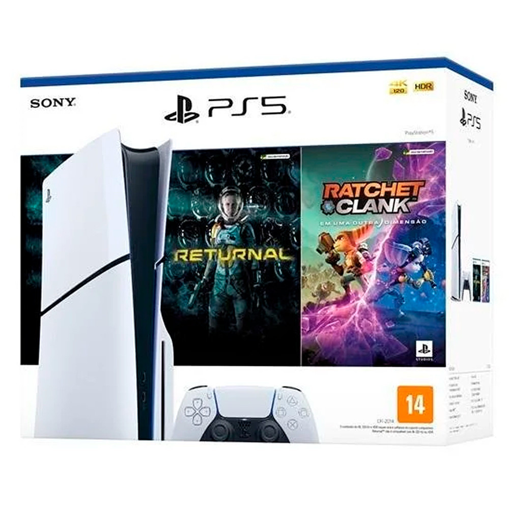 Imagem Console PlayStation 5 Slim com leitor + 2 jogos (Returnal e Ratchet e Clank: Em Uma Outra Dimensão)