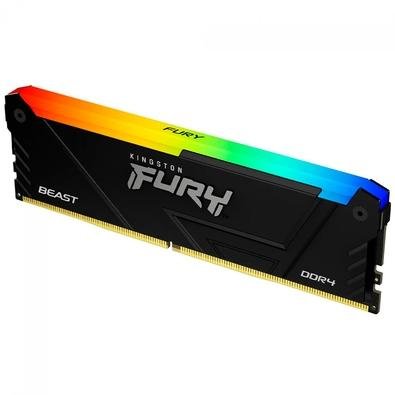 Imagem Memória RAM Kingston Fury Beast, RGB, 16GB, 3200MHz, DDR4, CL16, Preto - KF432C16BB12A/16
