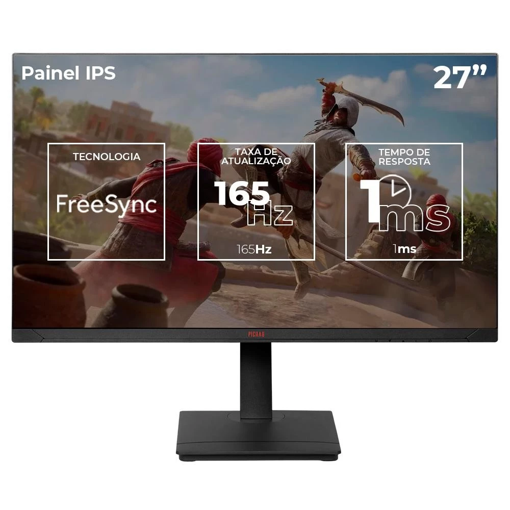 Imagem Monitor Gamer Pichau Centauri Pulse 27, IPS, QHD, 165Hz, 1ms, FreeSync, HDMI/DP
