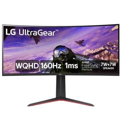 Imagem Monitor Gamer Curvo LG UltraGear LG 34", UltraWide, 160Hz, WQHD, 1ms, DisplayPort e HDMI, AMD FreeSync Premium, HDR10, 99% sRGB - 34GP63A-B