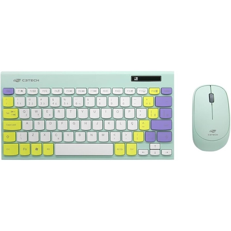 Imagem Combo s/fio C3Tech Teclado e Mouse K-W71GN TKL ambidestro Layout Português Brasileiro Multimídia Anti-Respingo Teclas