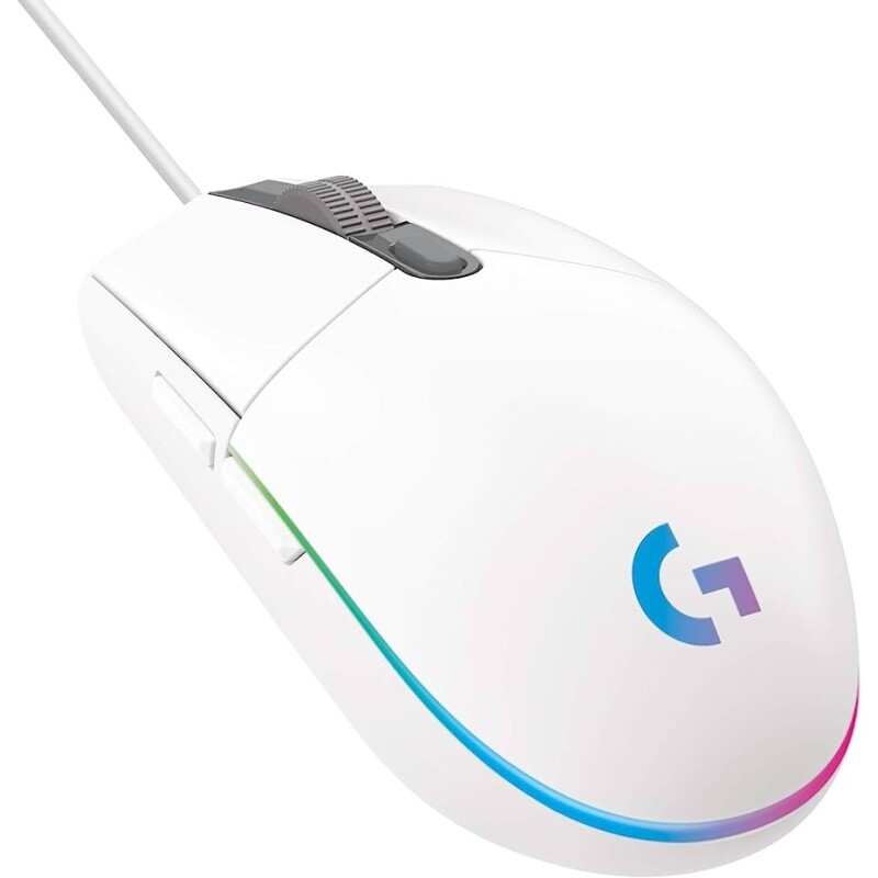 Imagem Mouse Gamer Logitech G203 LIGHTSYNC RGB Efeito de Ondas de Cores 6 Botões Programáveis e Até 8.000 DPI - Branco