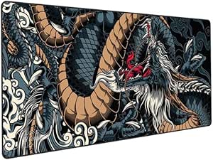 Imagem Mouse Pad Gamer Speed Extra Grande Profissional 70x35 x3mm Desk Pad Bordas Costuradas e Base Antiderrapante Dragão Azul Premium