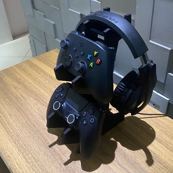 Imagem Suporte para 2 Controles e Headset em MDF