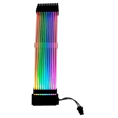 Imagem Cabo Fonte Sleeved Placa mãe 24p Rise Mode Aura Full Black ARGB - RM-SL-RGB