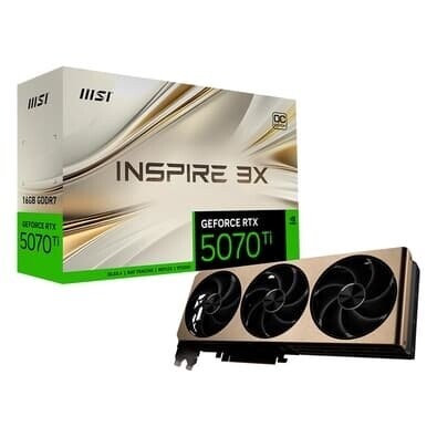 Imagem Placa de Vídeo MSI GeForce RTX 5070 Ti 16G INSPIRE 3X OC PLUS NVIDIA GeForce 16GB GDDR7 256 bit - G507T-16I3CP