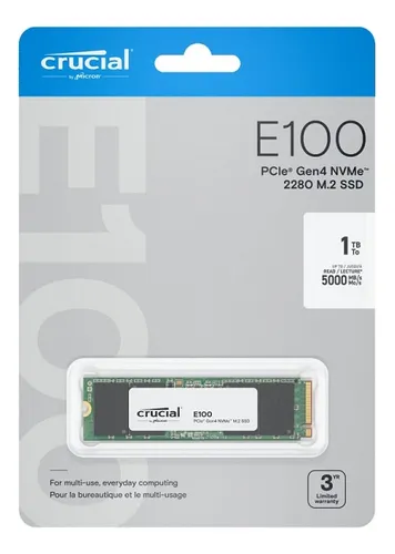 Imagem SSD Crucial 1 TB E100 NVME PCI4.0 M.2 2280 CT1000P3PSSD8