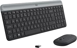 Imagem Combo Teclado e Mouse sem Fio Logitech MK470 - Slim, Silencioso, USB, Grafite