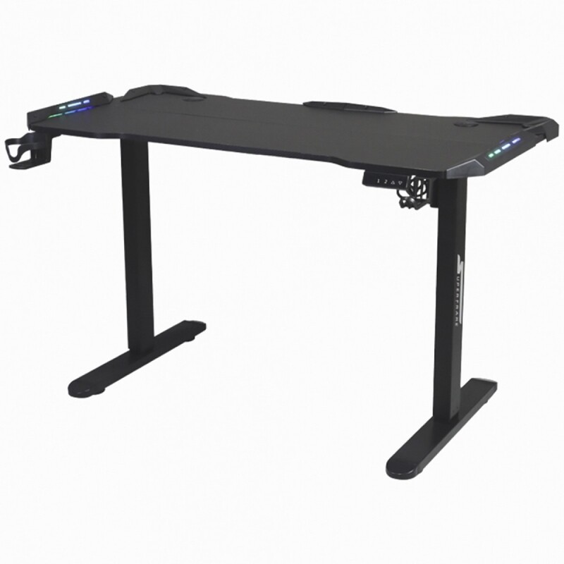 Imagem Mesa Gamer SuperFrame Epic Pro RGB Altura Ajustável Com Suporte Para Headset e Copo Black SF-TB-12060BA