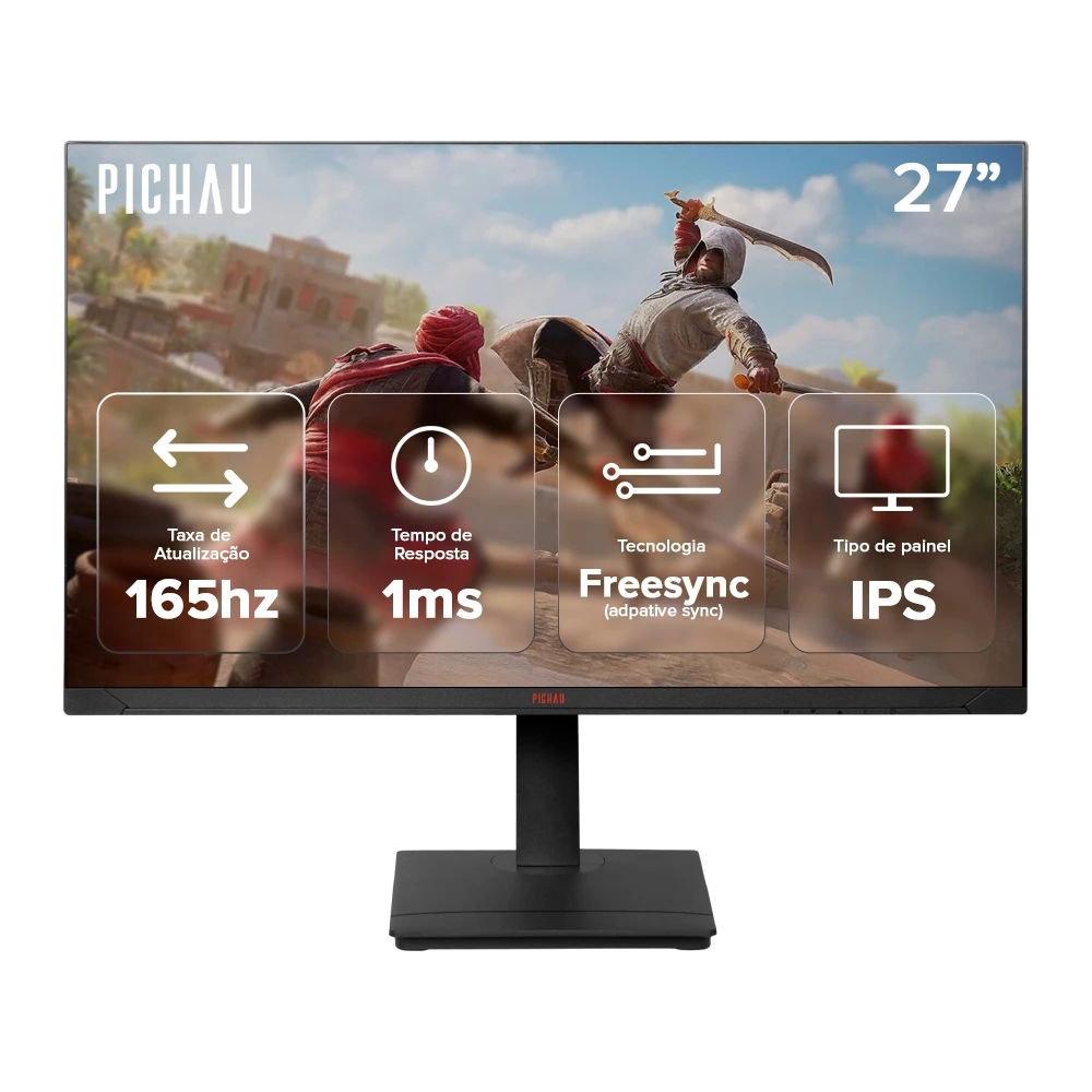 Imagem Monitor Gamer Pichau Centauri Pulse 27, IPS, QHD, 165Hz, 1ms, FreeSync, HDMI/DP